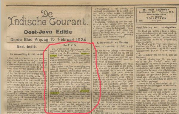 PKO Muhammadiyah dalam koran Belanda